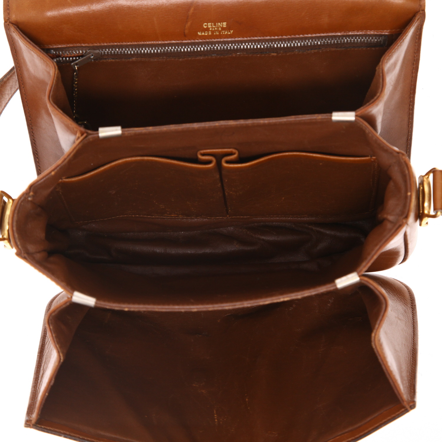 Bolso de mano Celine  Vintage en cuero marrón - Detail D3