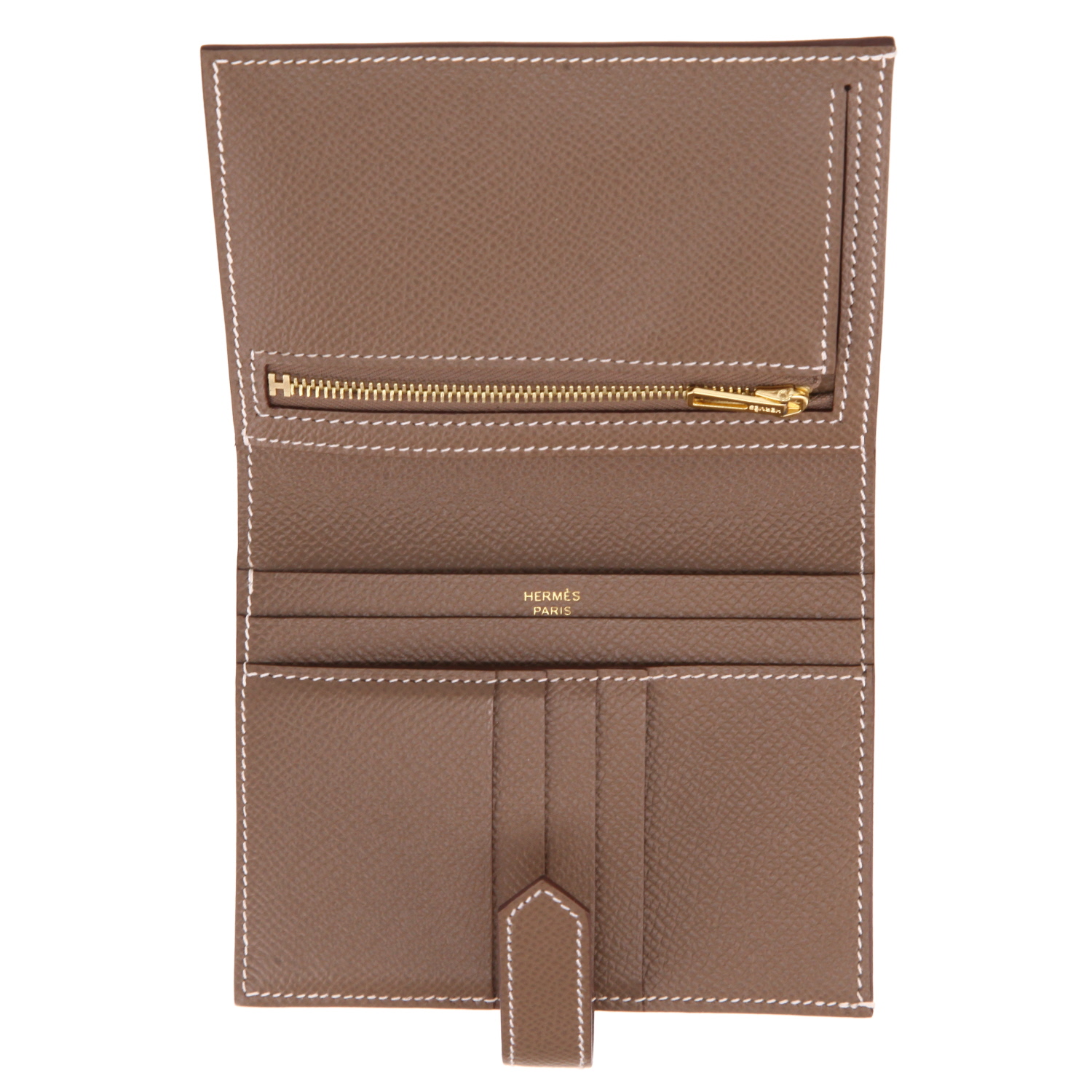 Portefeuille Hermès  Bearn en cuir epsom étoupe - Detail D3