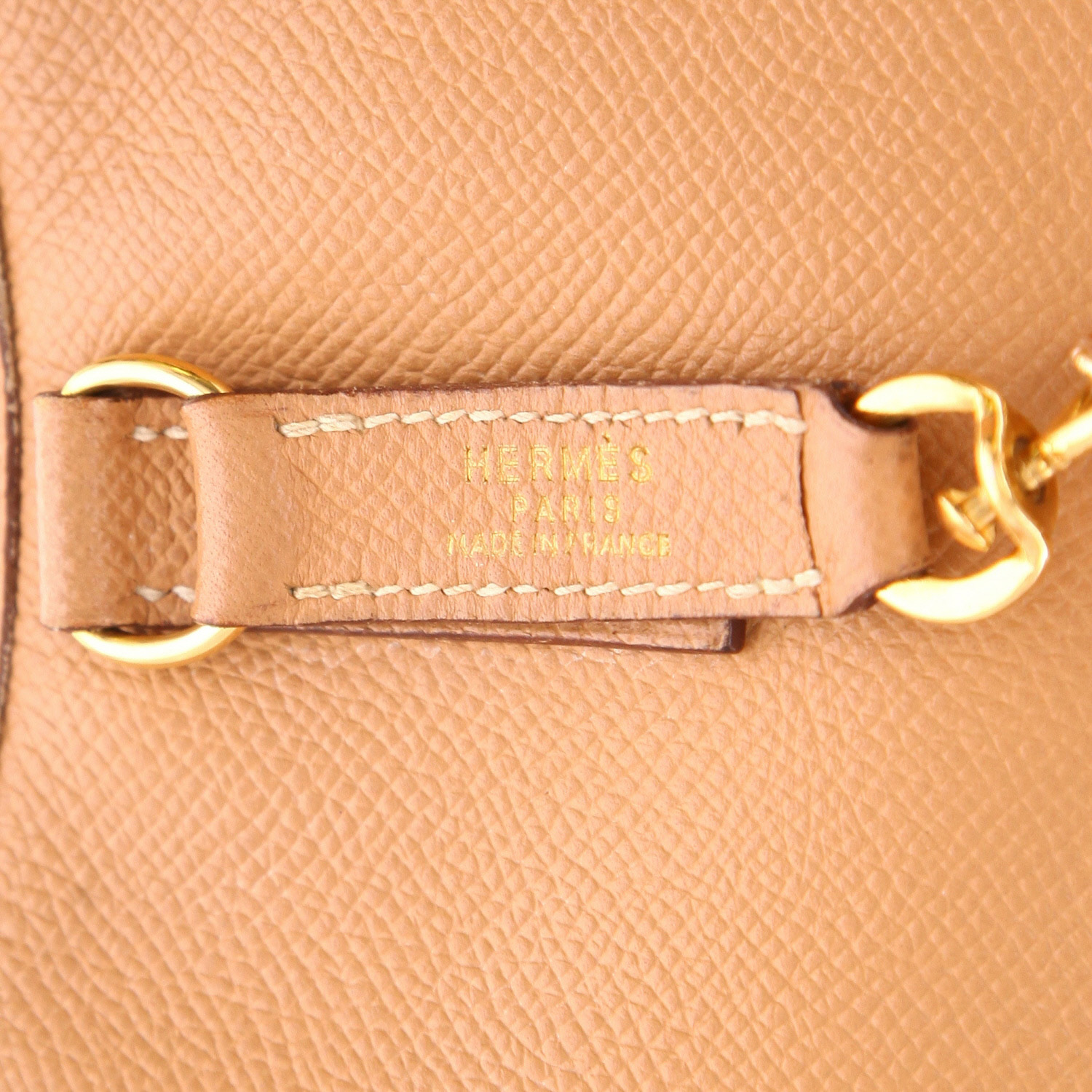 Sac à main Hermès  Trim en cuir Courchevel gold - Detail D2