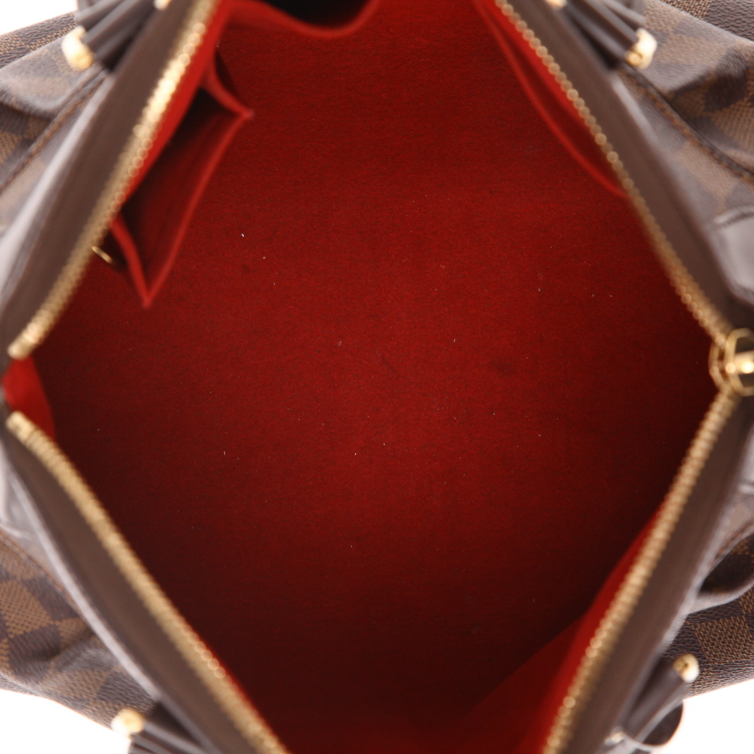 Sac à main Louis Vuitton  Trevi petit modèle  en toile damier ébène et cuir marron - Detail D3