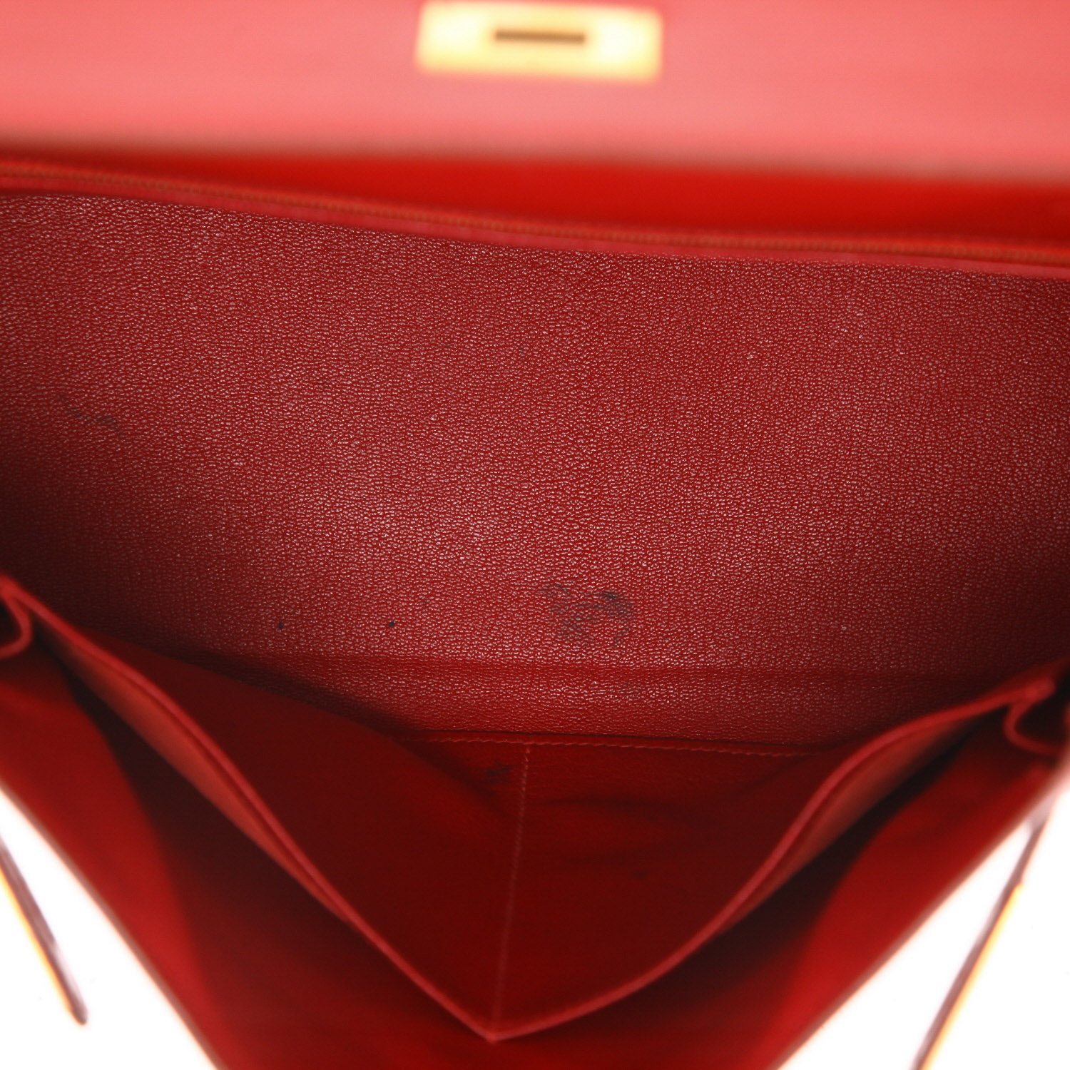 Borsa Hermès Kelly 32 cm in pelle rossa effetto box - Detail D3