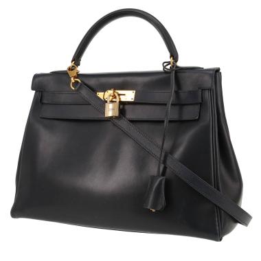 Borsa Hermès  Kelly 32 cm in pelle box blu marino