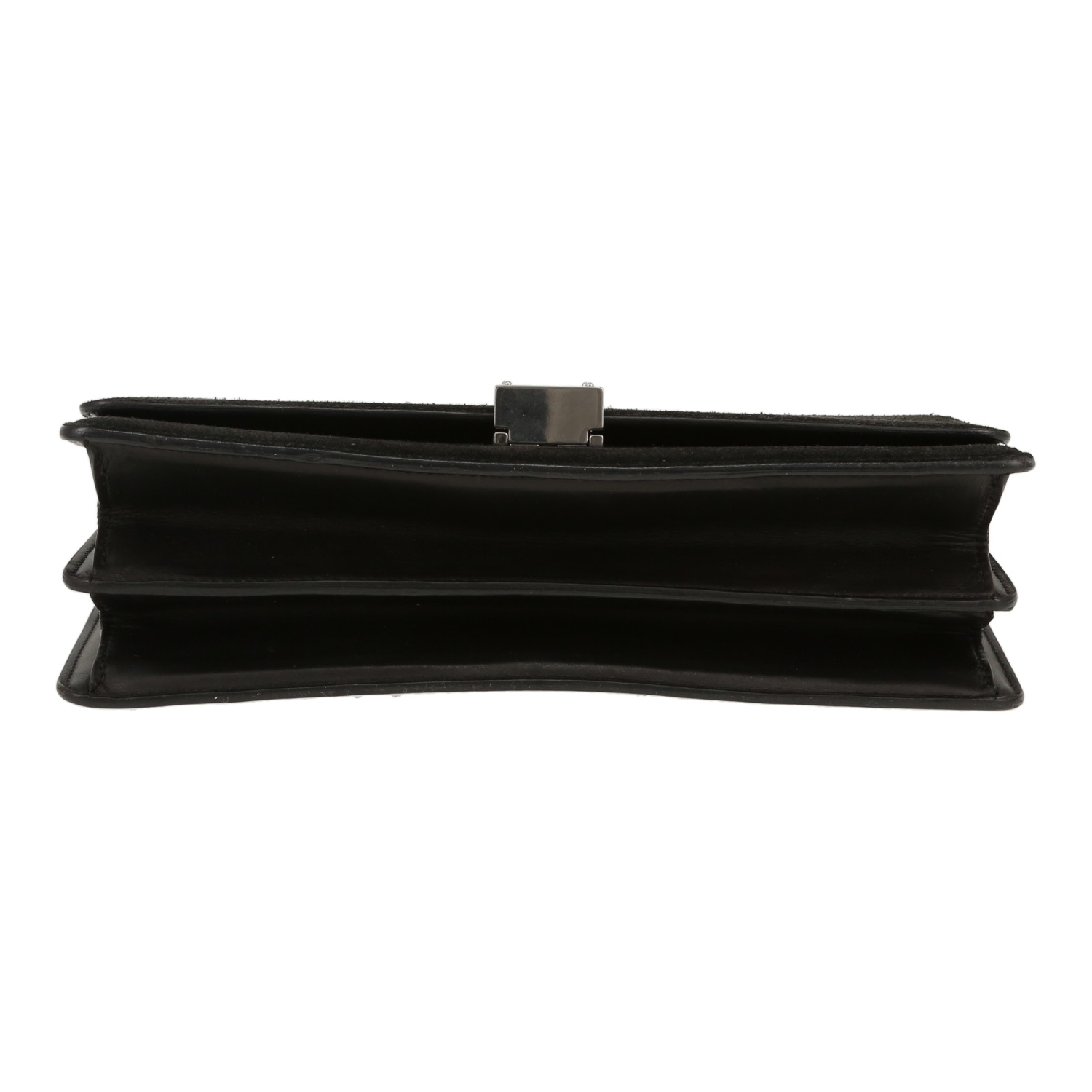 Borsa Celine  Classic Box in Veau velours nero e pelle nera - Detail D1