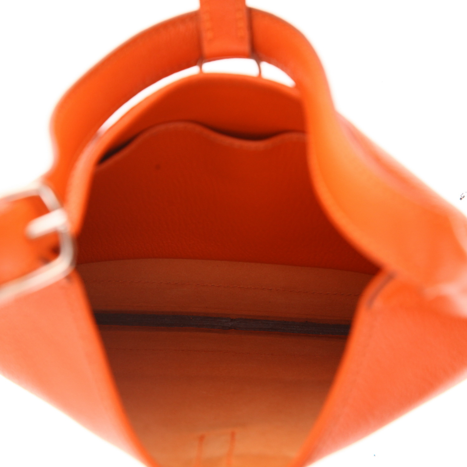 Hermès  Trim small model  handbag  in orange Mysore leather - Detail D3