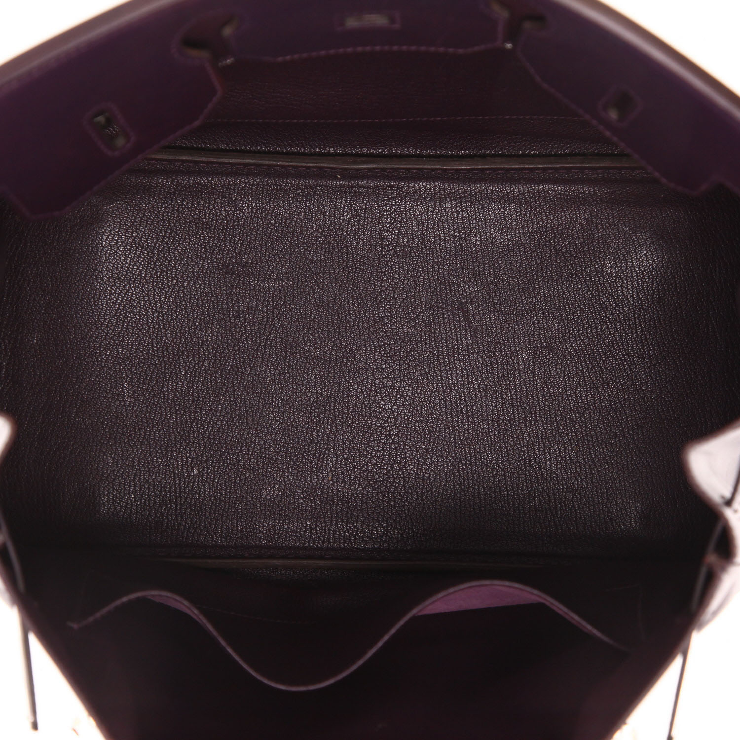 Hermès  Birkin 35 cm handbag  in purple Raisin box leather - Detail D3
