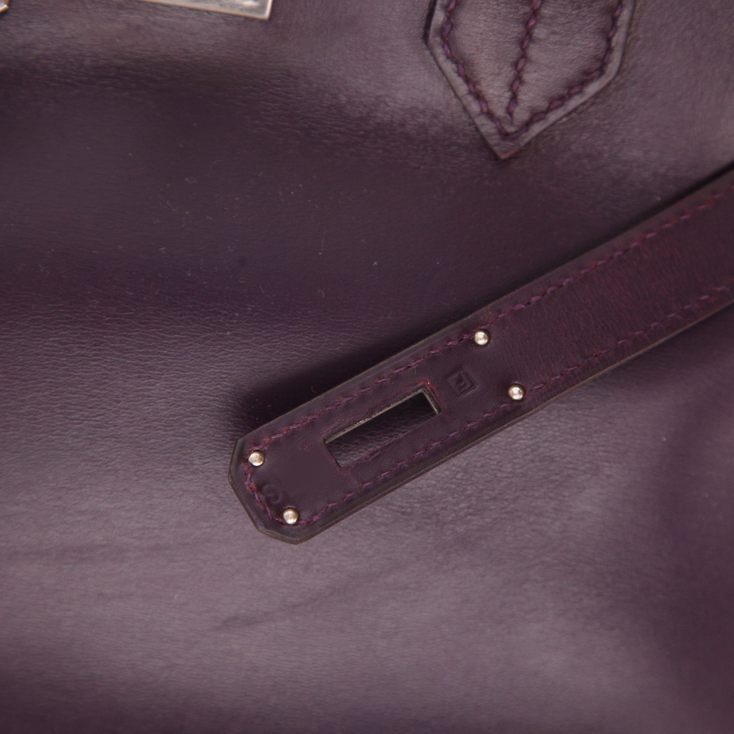 Borsa Hermès  Birkin 35 cm in pelle box viola Raisin - Detail D4