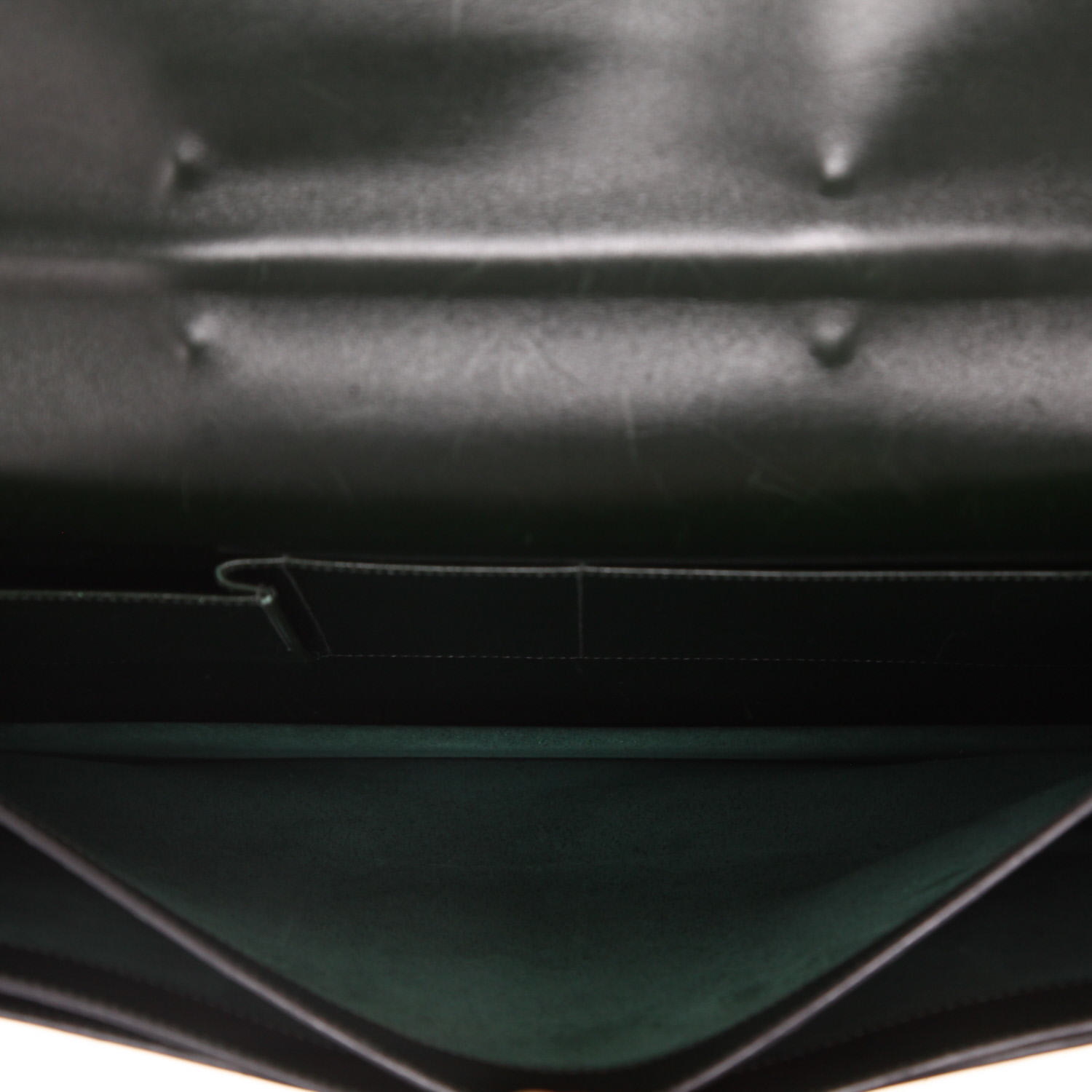 Hermès  Sac à dépêches briefcase  in green box leather - Detail D3