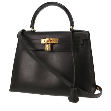 Bolso de mano Hermès  Kelly 28 cm en cuero box negro