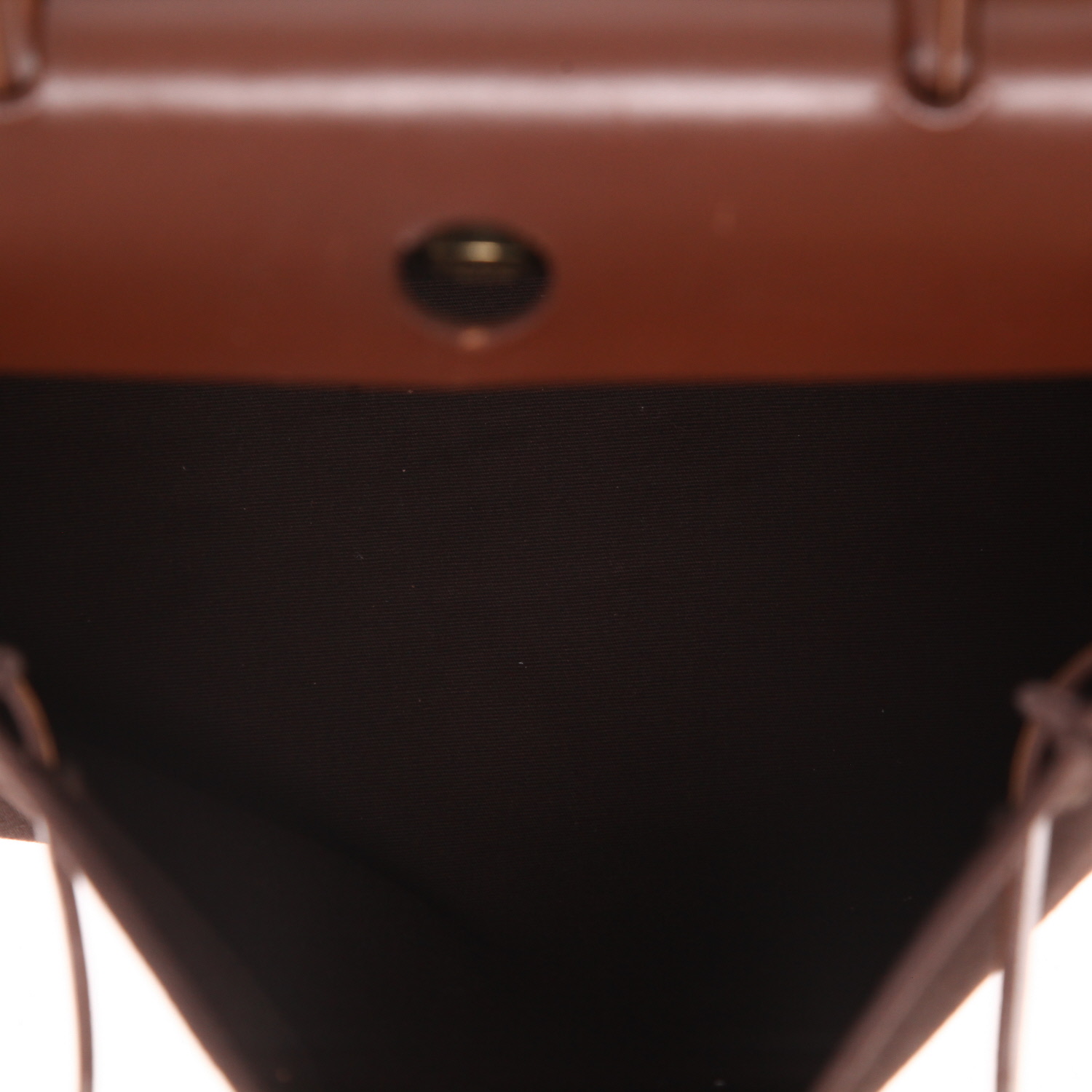 Sac porté épaule ou main Hermès  Herbag en toile marron et cuir marron - Detail D3