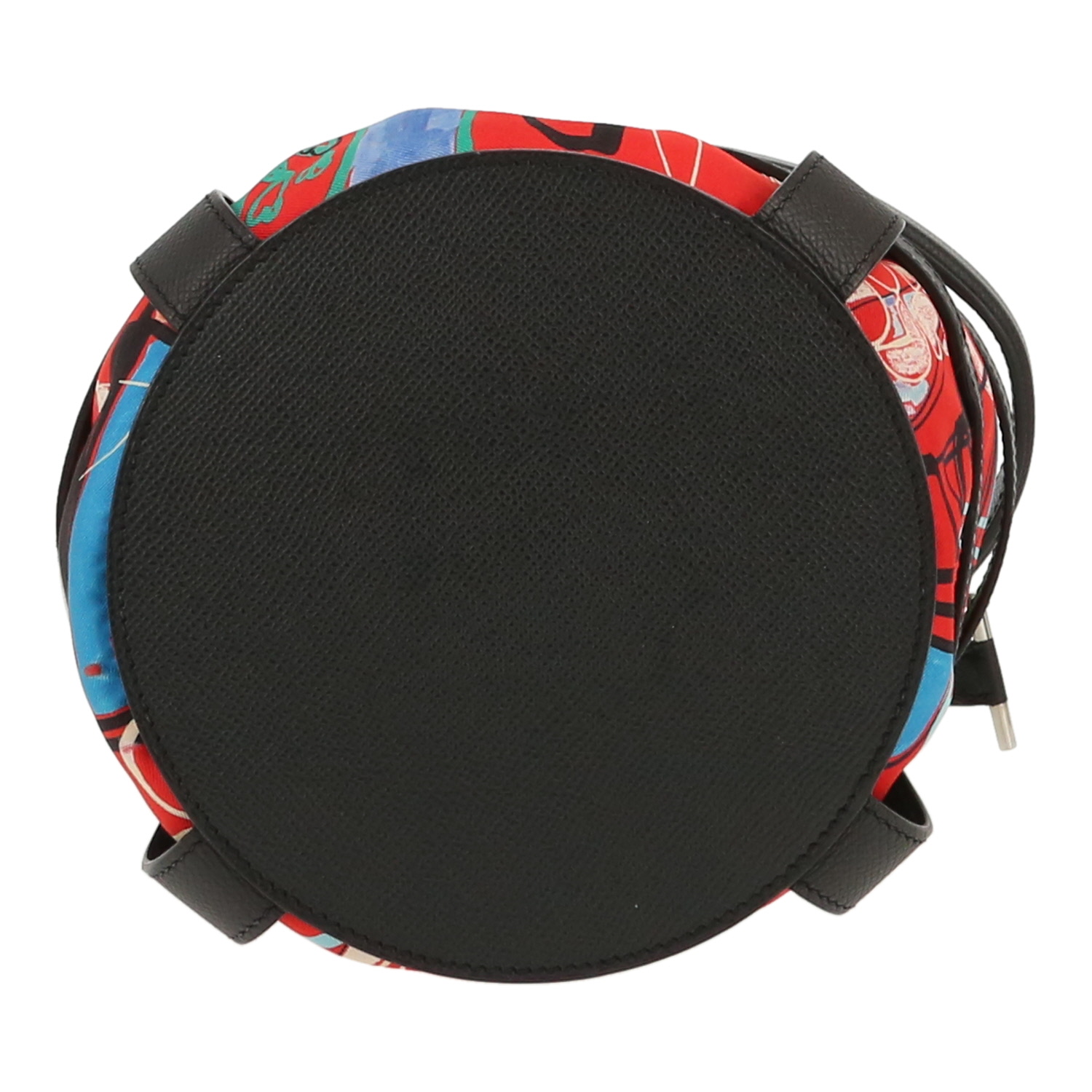 Bolso de mano Hermès  Musardine en seda roja y cuero epsom negro - Detail D1