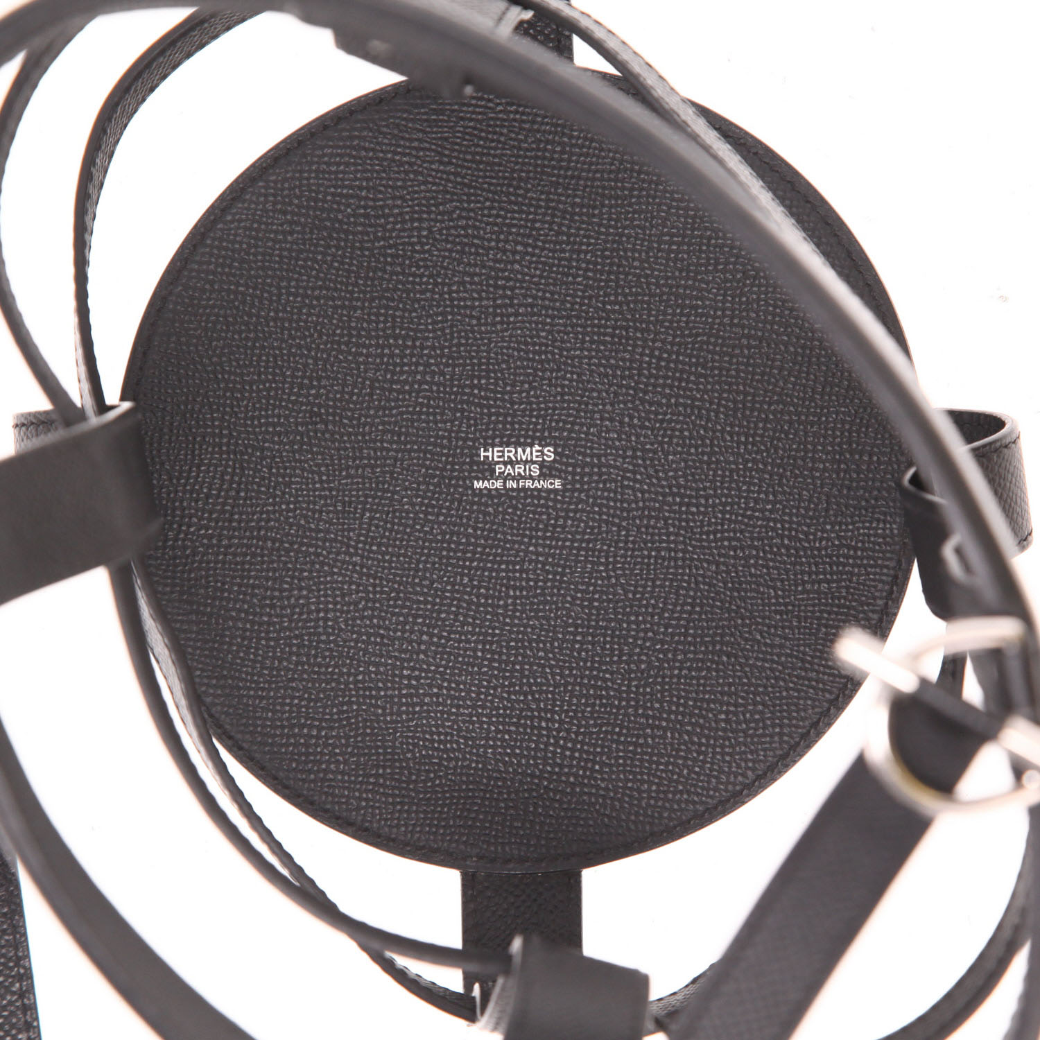 Sac à main Hermès  Musardine en soie rouge et cuir epsom noir - Detail D3