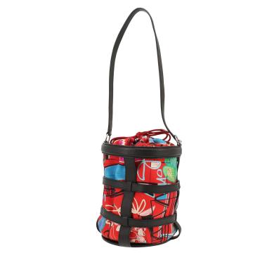 Borsa Hermès  Musardine in seta rossa e pelle Epsom nera