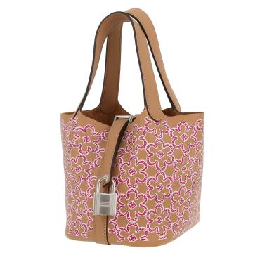 Hermès  Picotin Lock Micro Lucky Daisy handbag  in Chai Swift leather