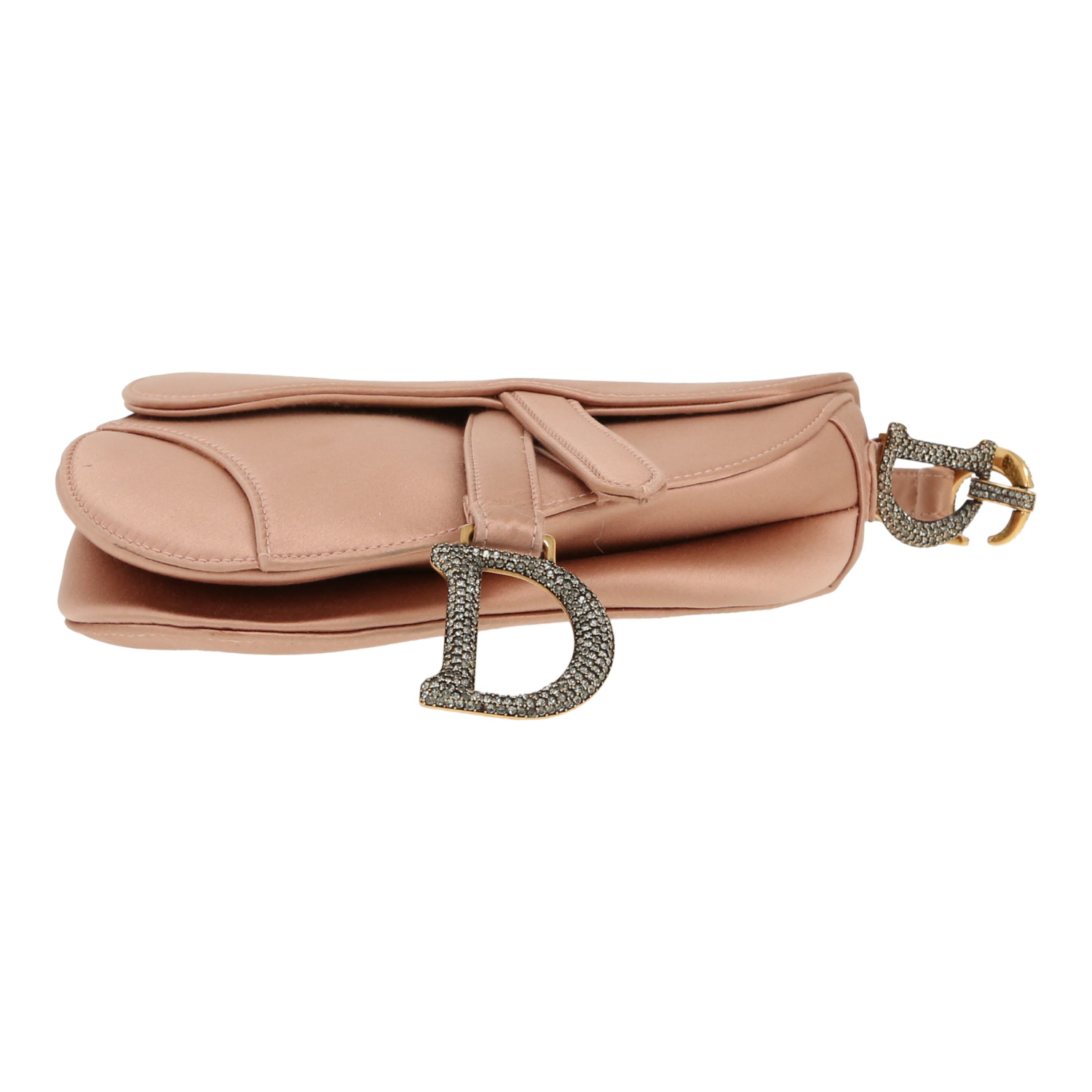 Sac à main Dior  Saddle mini  en satin rose - Detail D1