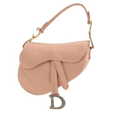 Sac à main Dior  Saddle mini  en satin rose