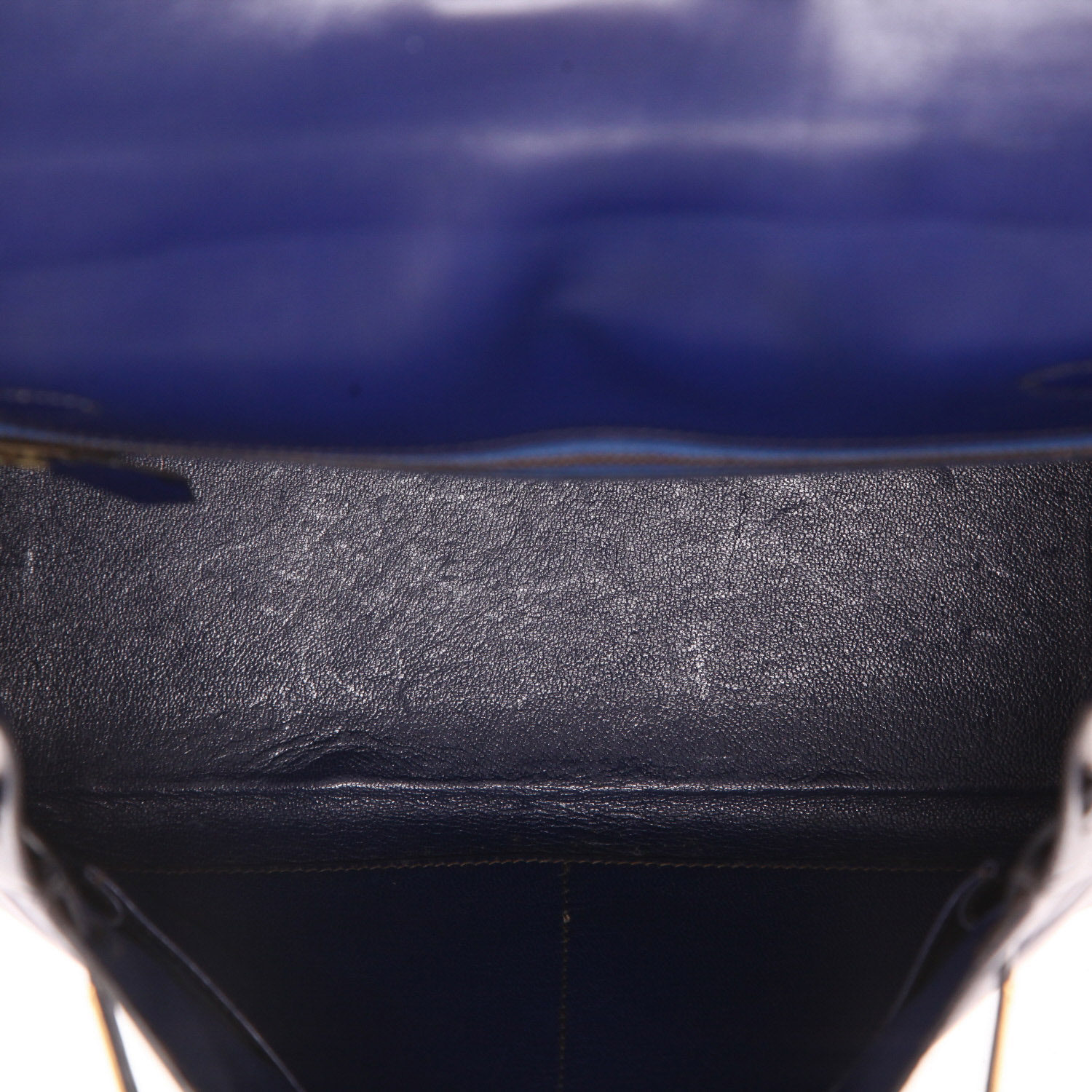 Hermès  Kelly 28 cm handbag  in Sapphire Blue box leather - Detail D3