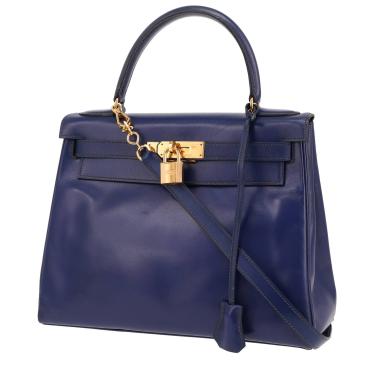 Sac à main Hermès  Kelly 28 cm en cuir box Bleu Saphir