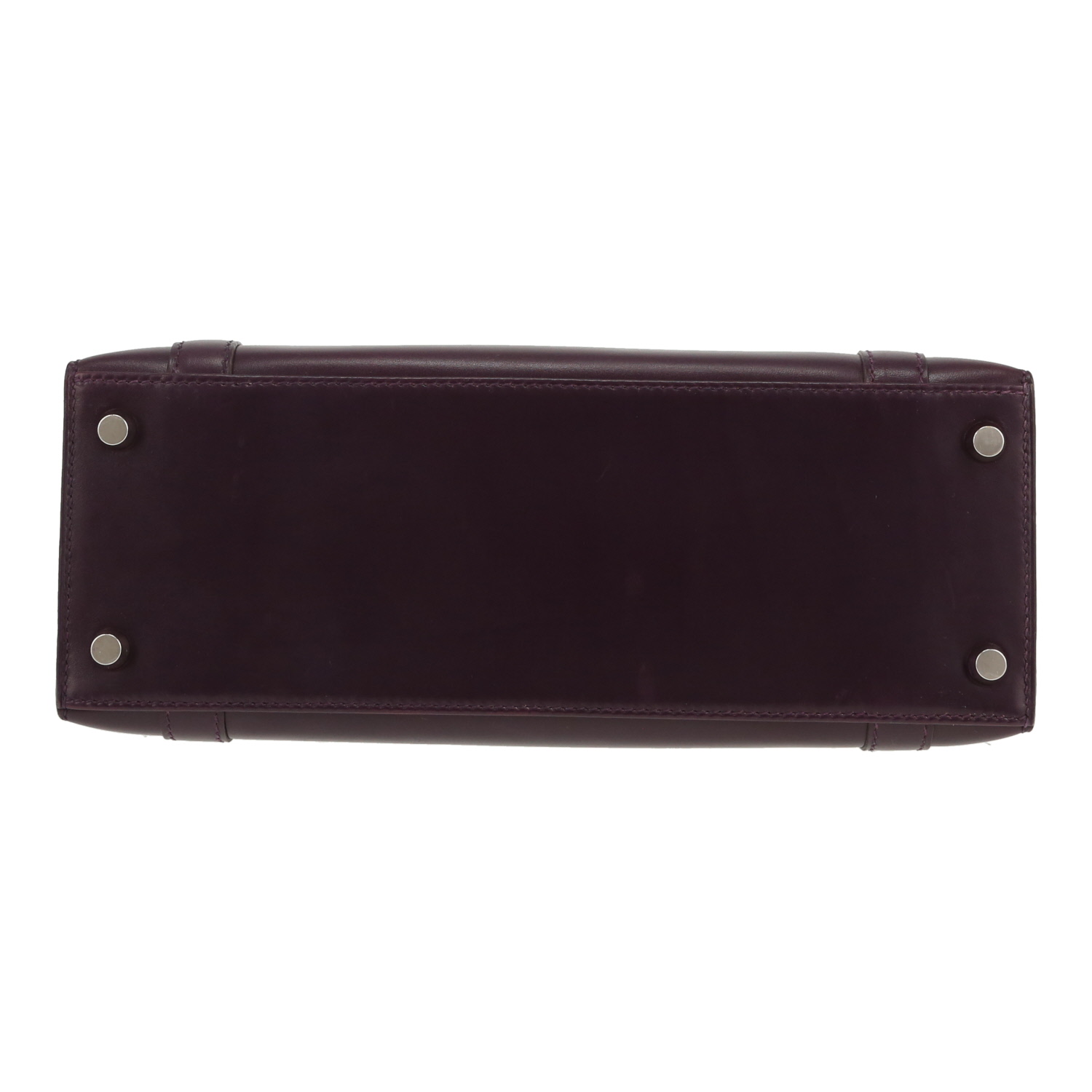 Hermès  Drag handbag  in purple Raisin box leather - Detail D1