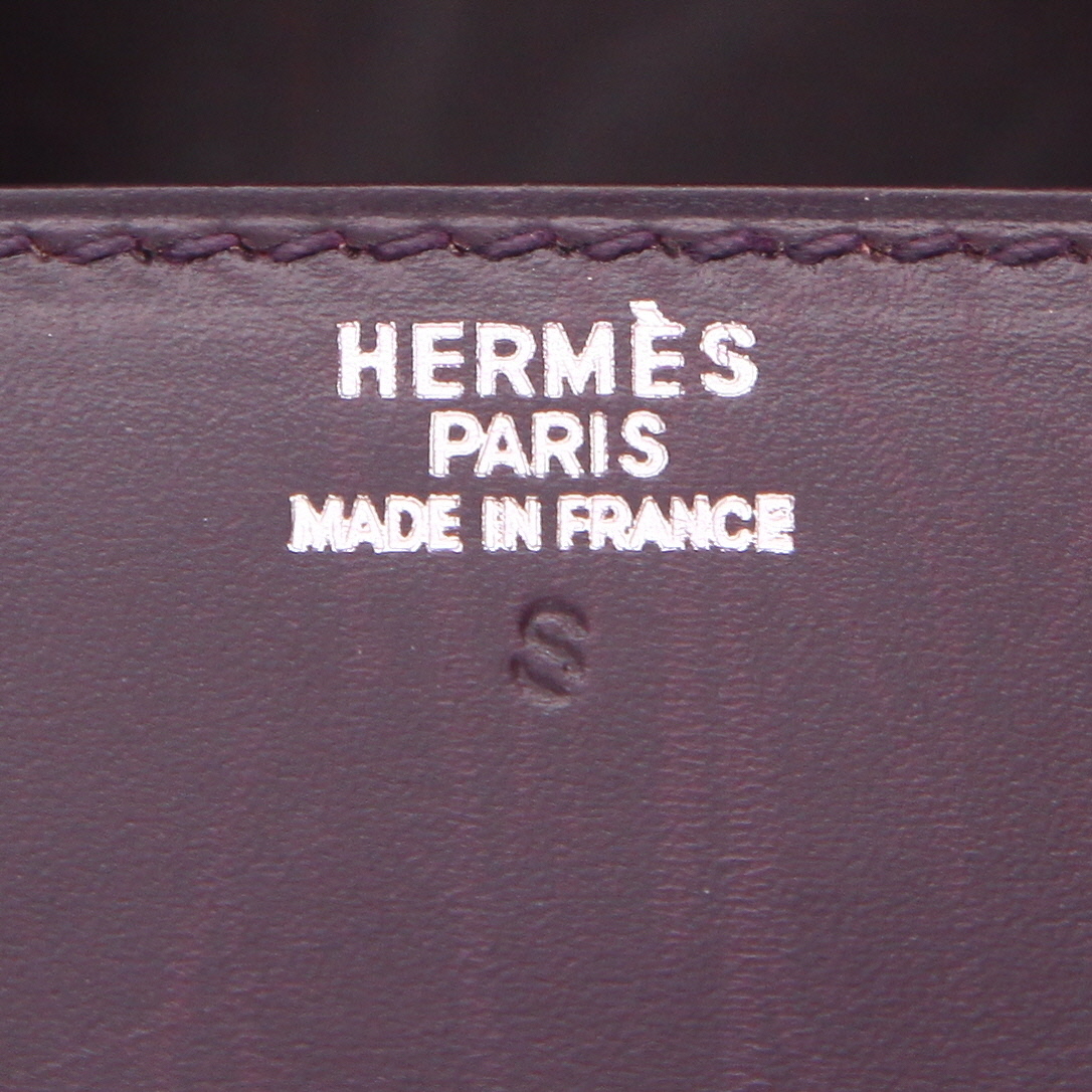 Borsa Hermès  Drag in pelle box viola Raisin - Detail D2