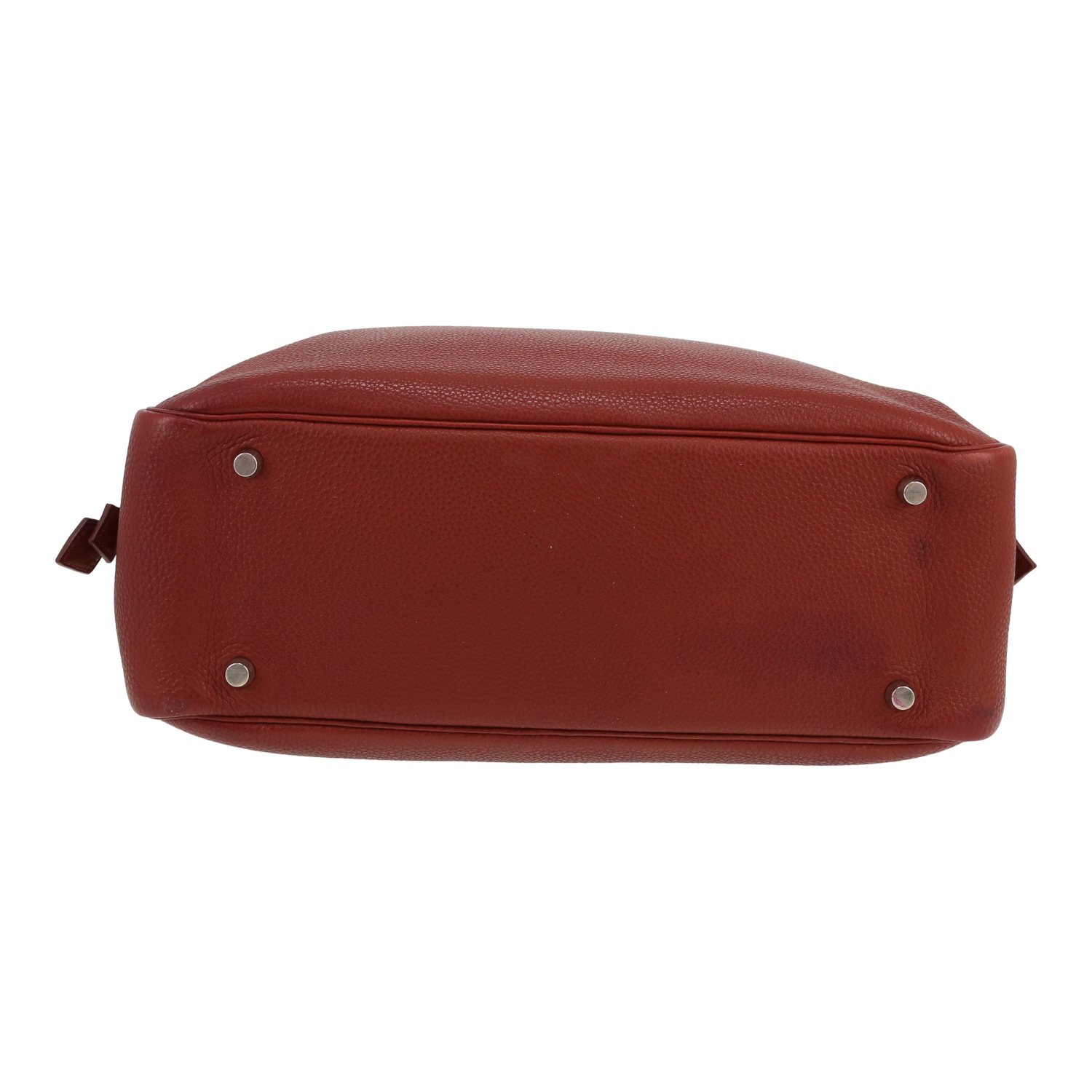 Bolso de mano Hermès  Plume en cuero togo rojo ladrillo - Detail D1