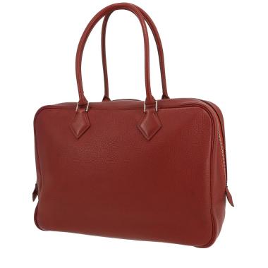 Bolso de mano Hermès  Plume en cuero togo rojo ladrillo