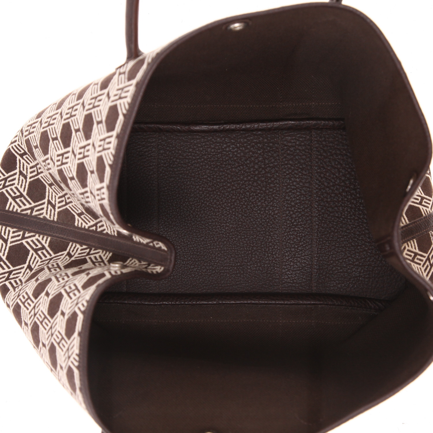 Borsa Hermès  Garden Party 36 cm in tela marrone e pelle marrone - Detail D3