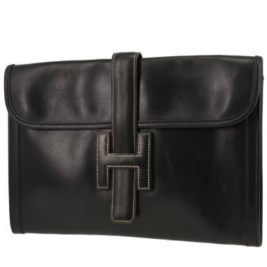 Bolsito de mano Hermès  Jige en cuero box negro