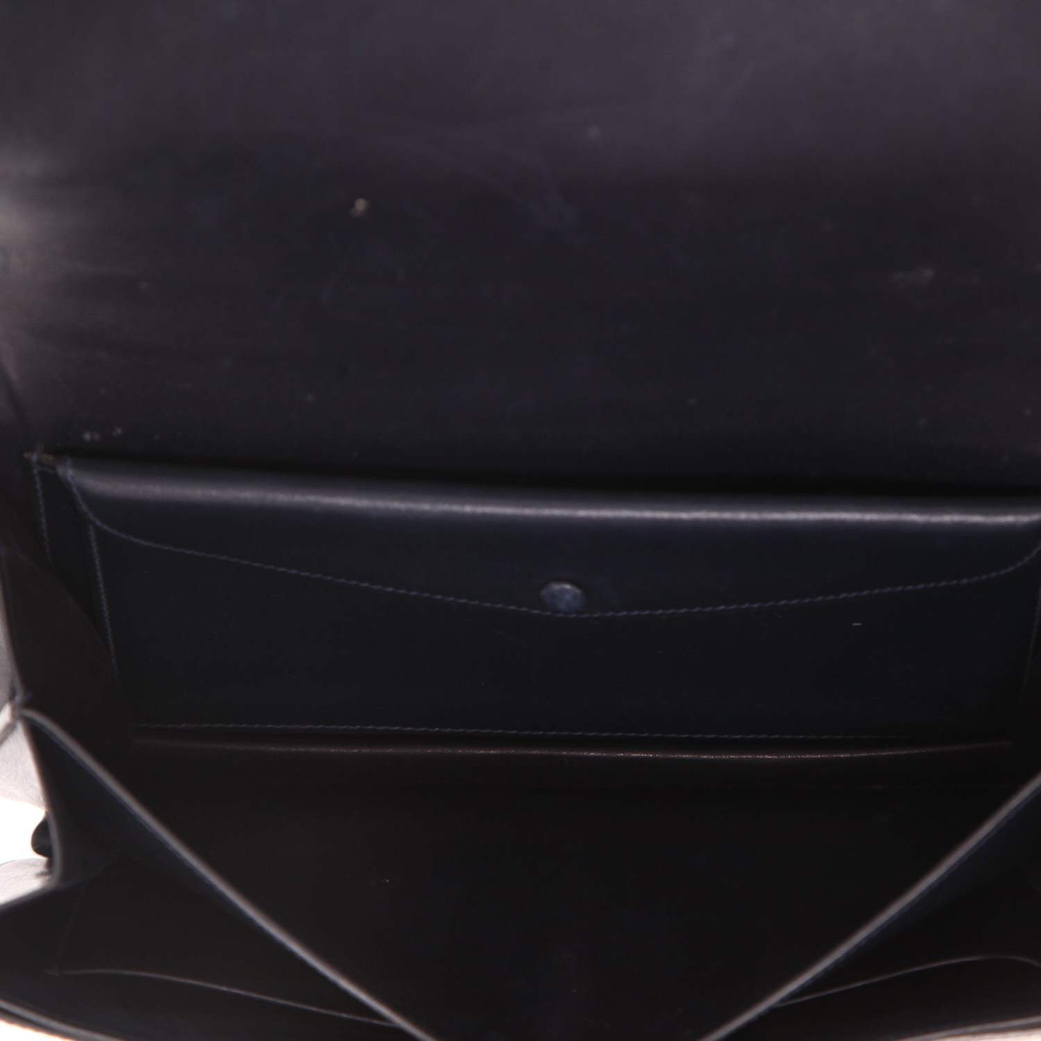 Borsa a spalla Hermès  Ring in crine di cavallo beige e pelle box blu marino - Detail D3