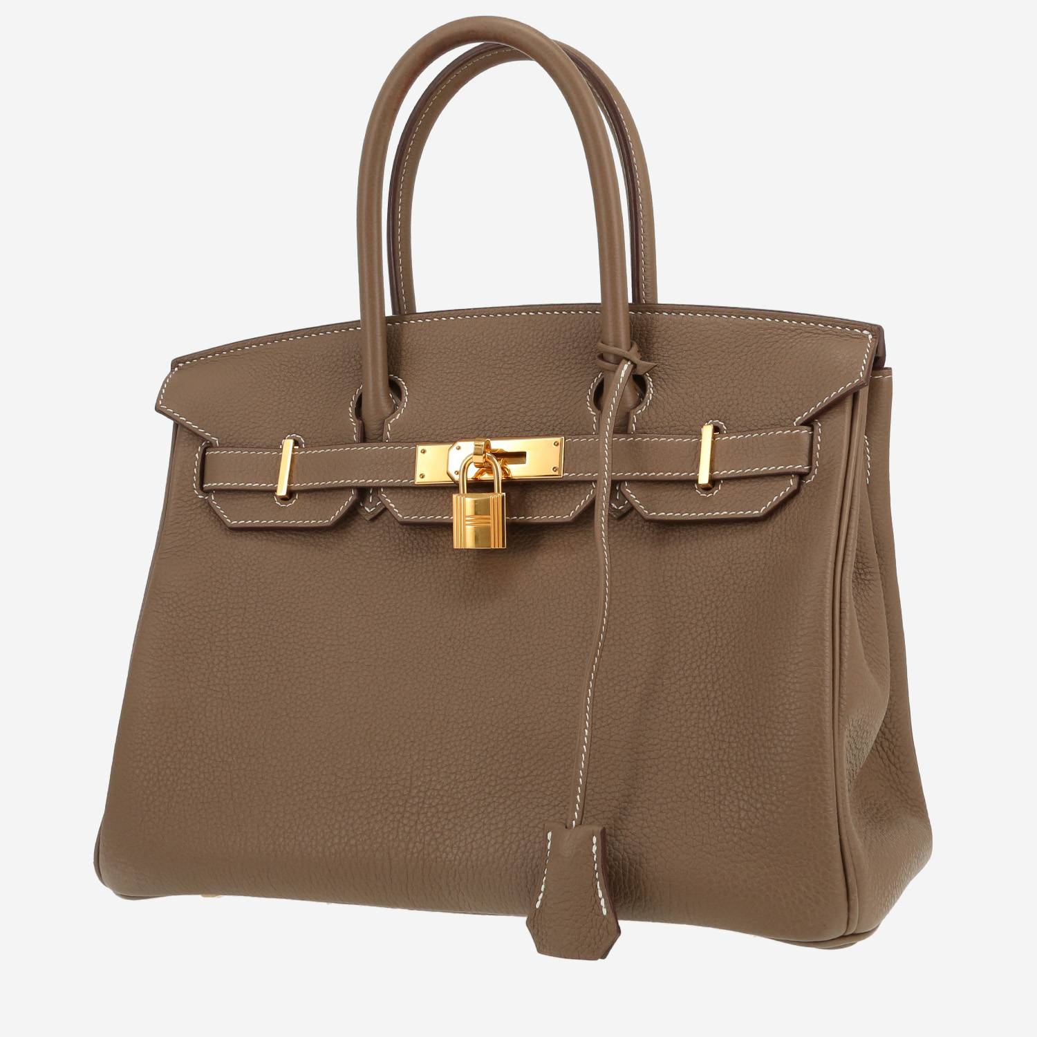 Bolso de mano Hermès  Birkin 30 cm en cuero togo marrón etoupe