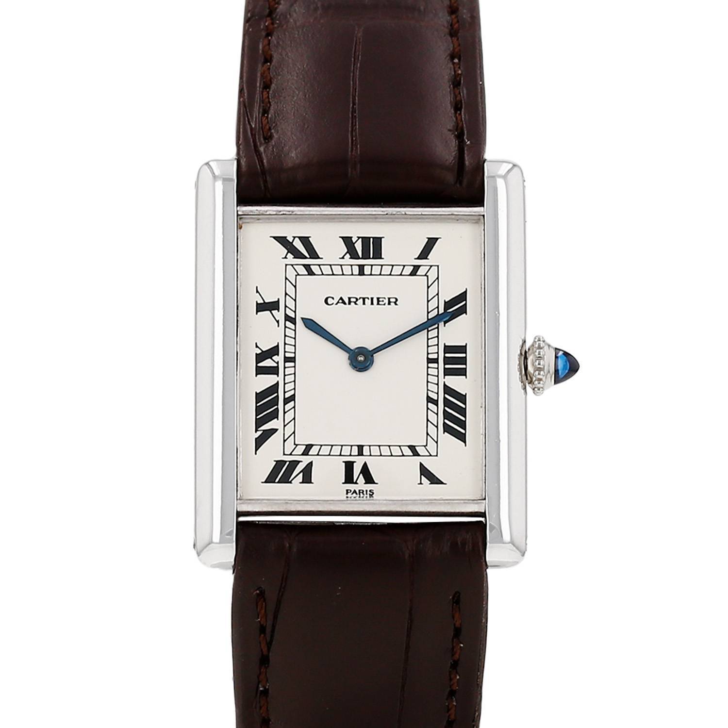 Montre Cartier Tank Louis Cartier petit modèle en or blanc Ref: