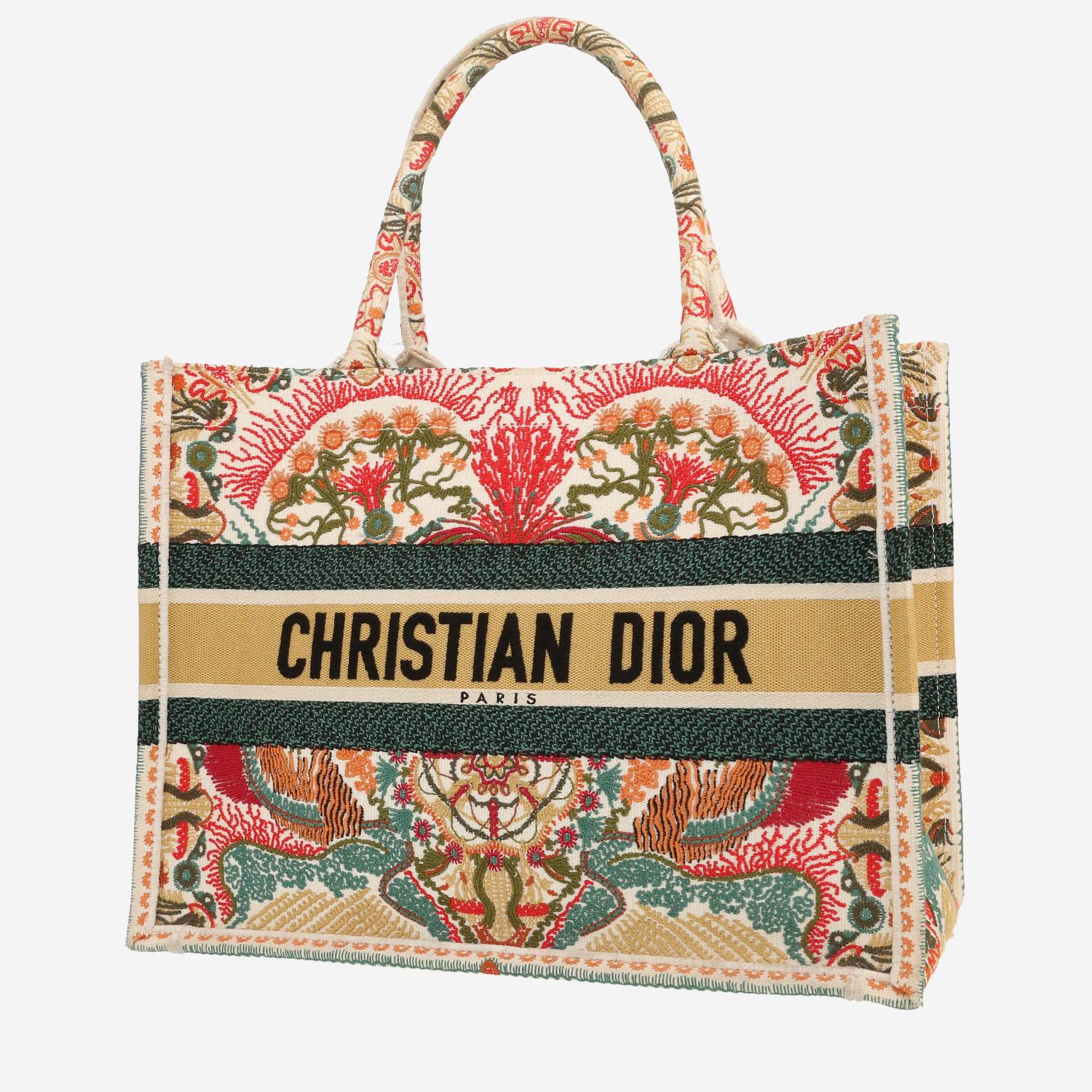 Bolso Cabás Dior  Book Tote en lona verde, blanca y roja