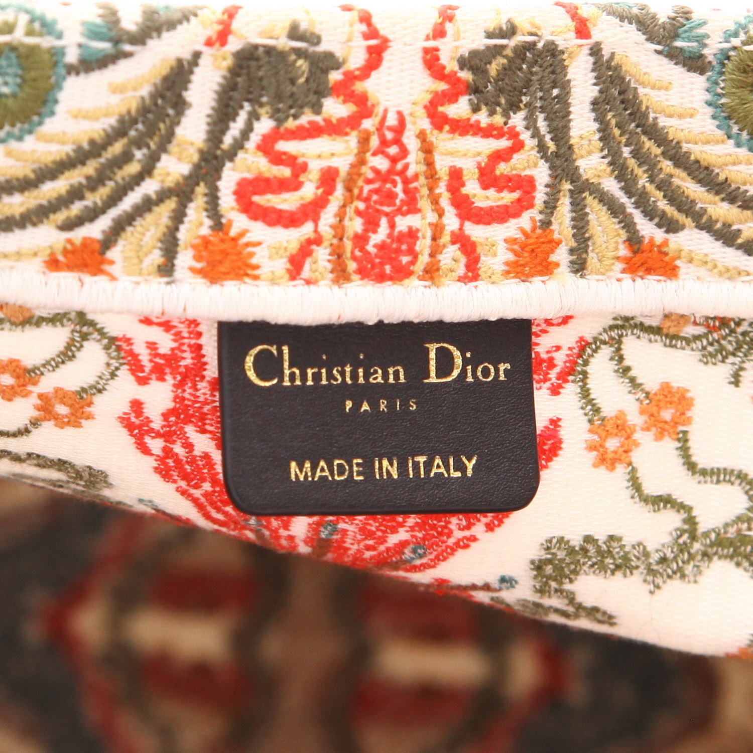 Dior  Book Tote medium model  shopping bag  in green, white and red canvas - Detail D2