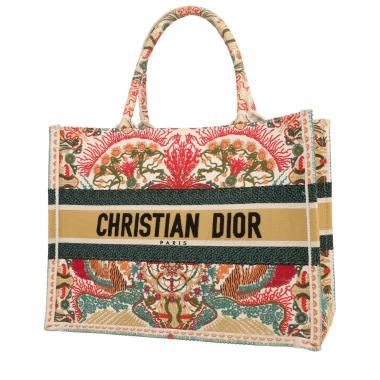 Sac cabas Dior  Book Tote en toile verte, blanche et rouge