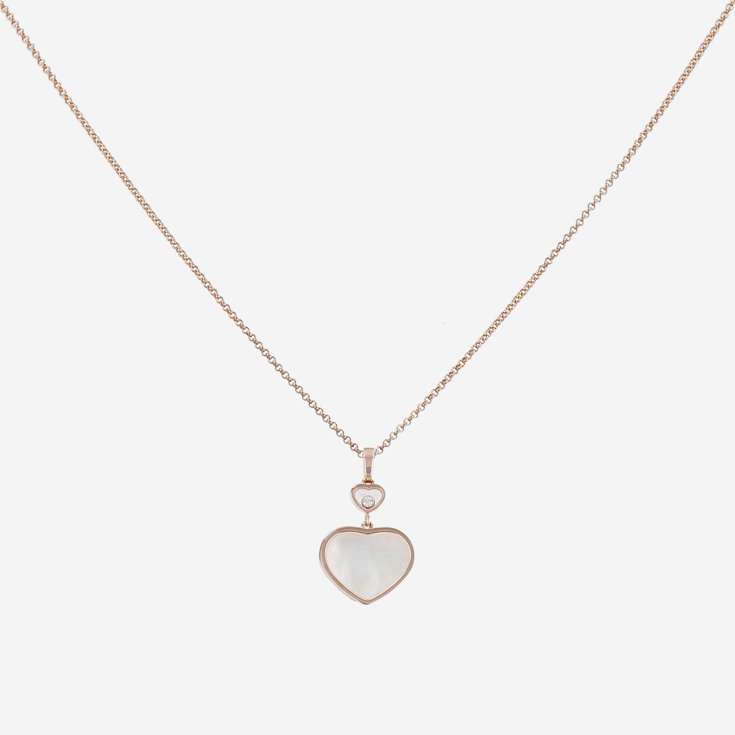 Collana Chopard Happy Hearts in oro rosa, diamante e madreperla