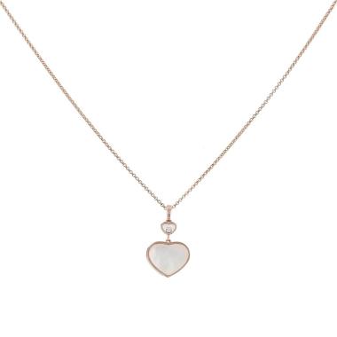 Collar Chopard Happy Hearts de oro rosa, diamante y nácar (Turbo Marmoratus)
