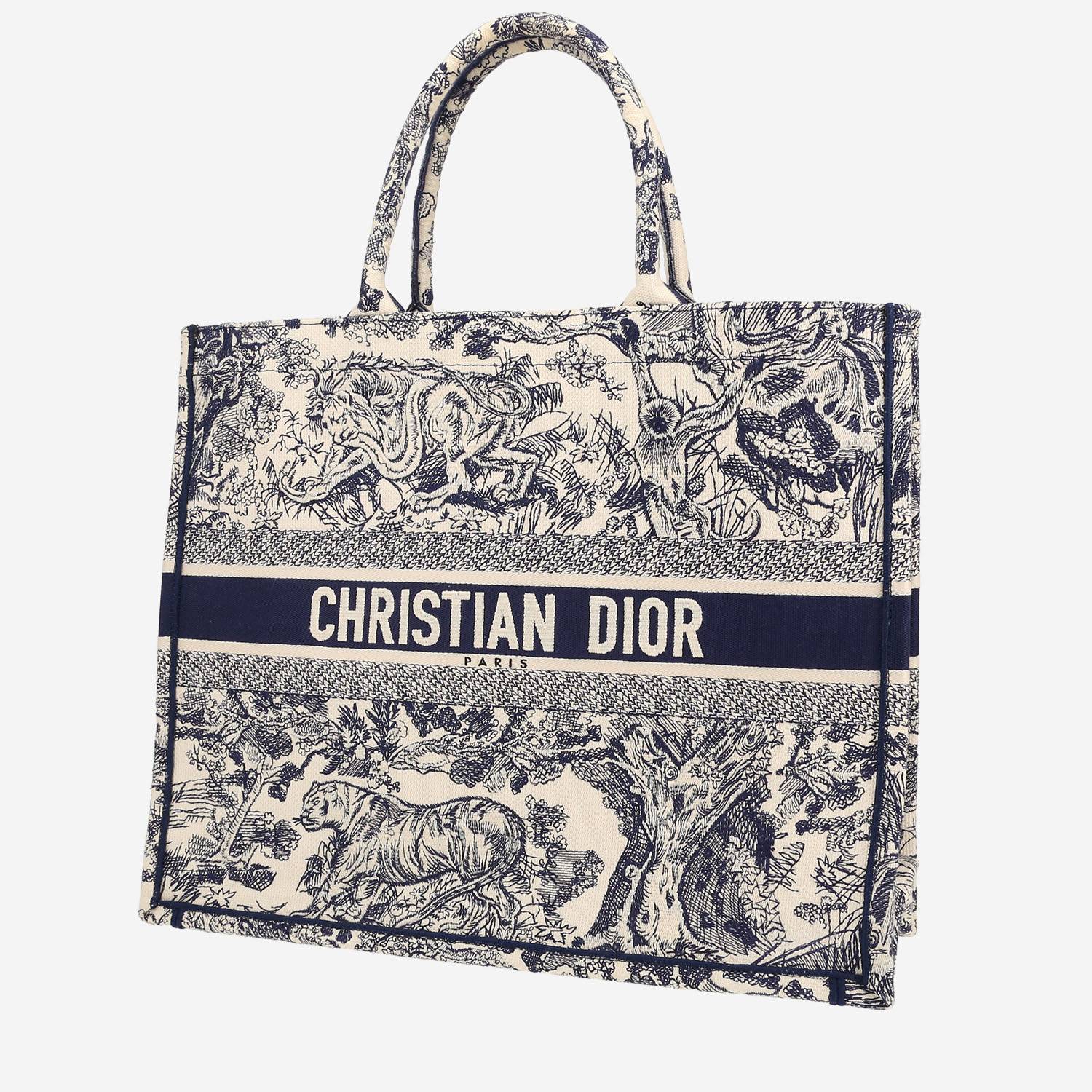 Dior  Book Tote shopping bag  in blue and beige canvas