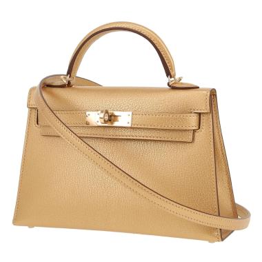 Bolso bandolera Hermès  Kelly 20 cm en cabra chamkilight dorada