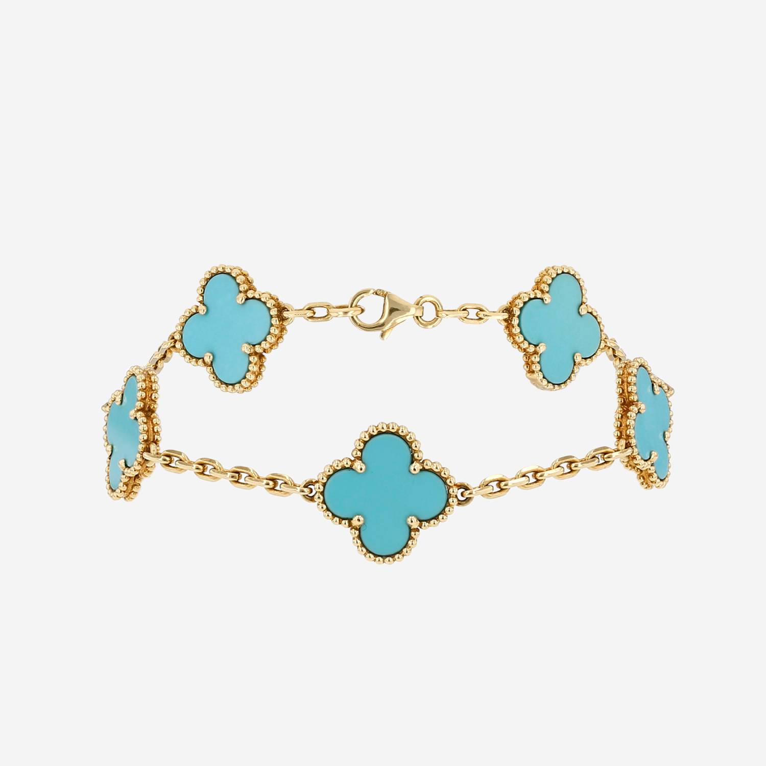 Bracciale Van Cleef & Arpels Vintage Alhambra in oro giallo e turchese