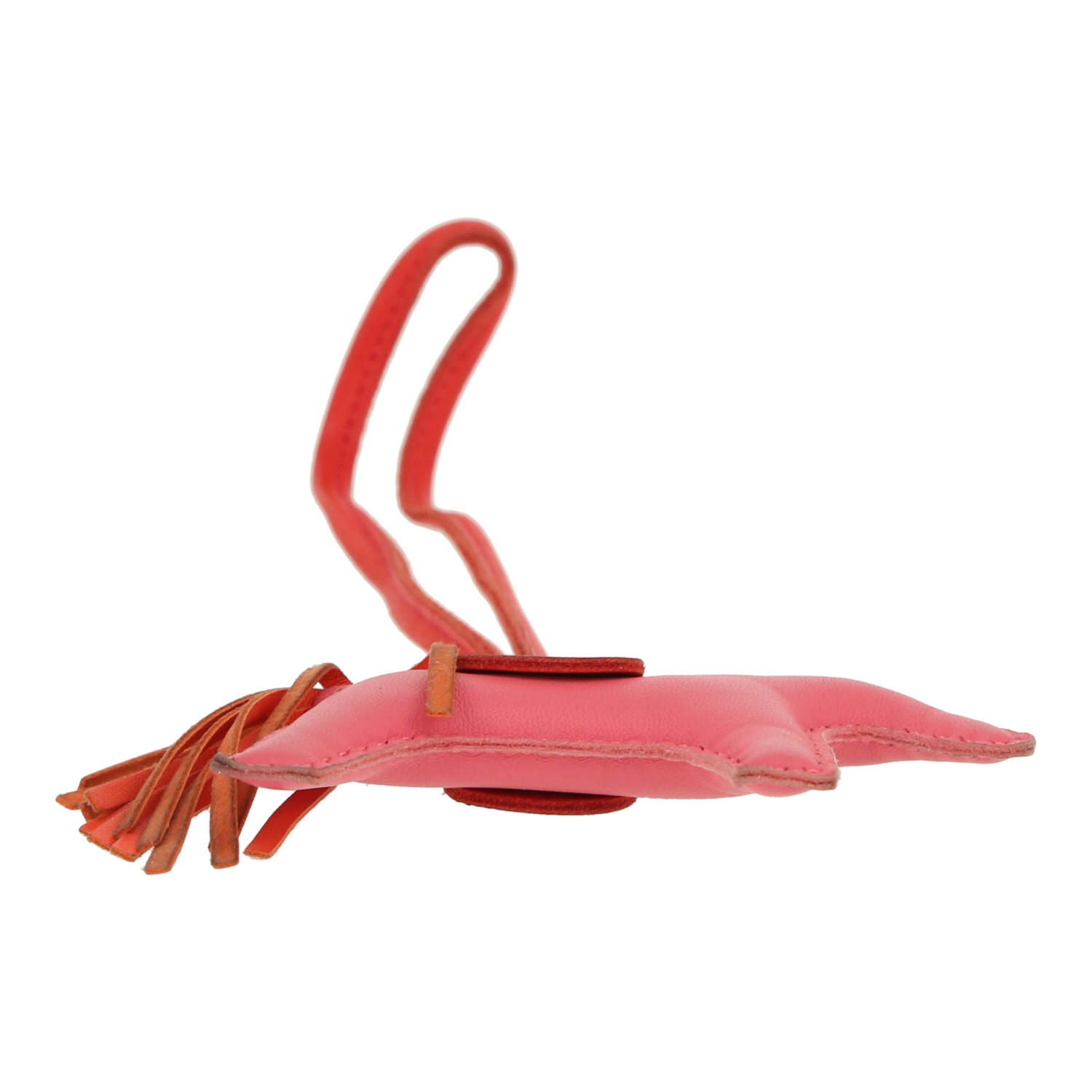 Accessoire de sac Hermès   en cuir Swift rose, rouge et orange - Detail D1