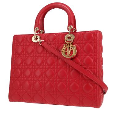 Dior  Lady Dior handbag  in red leather cannage