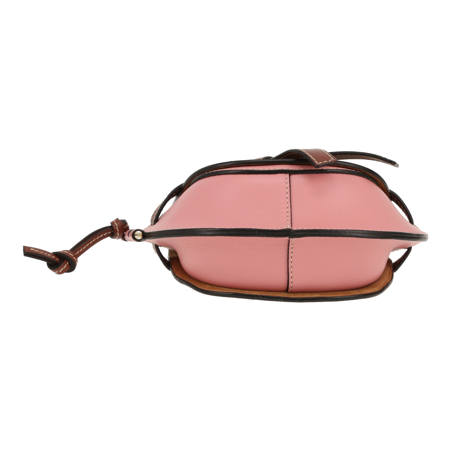 Sac bandoulière Loewe  Gate mini  en cuir marron et rose - Detail D1