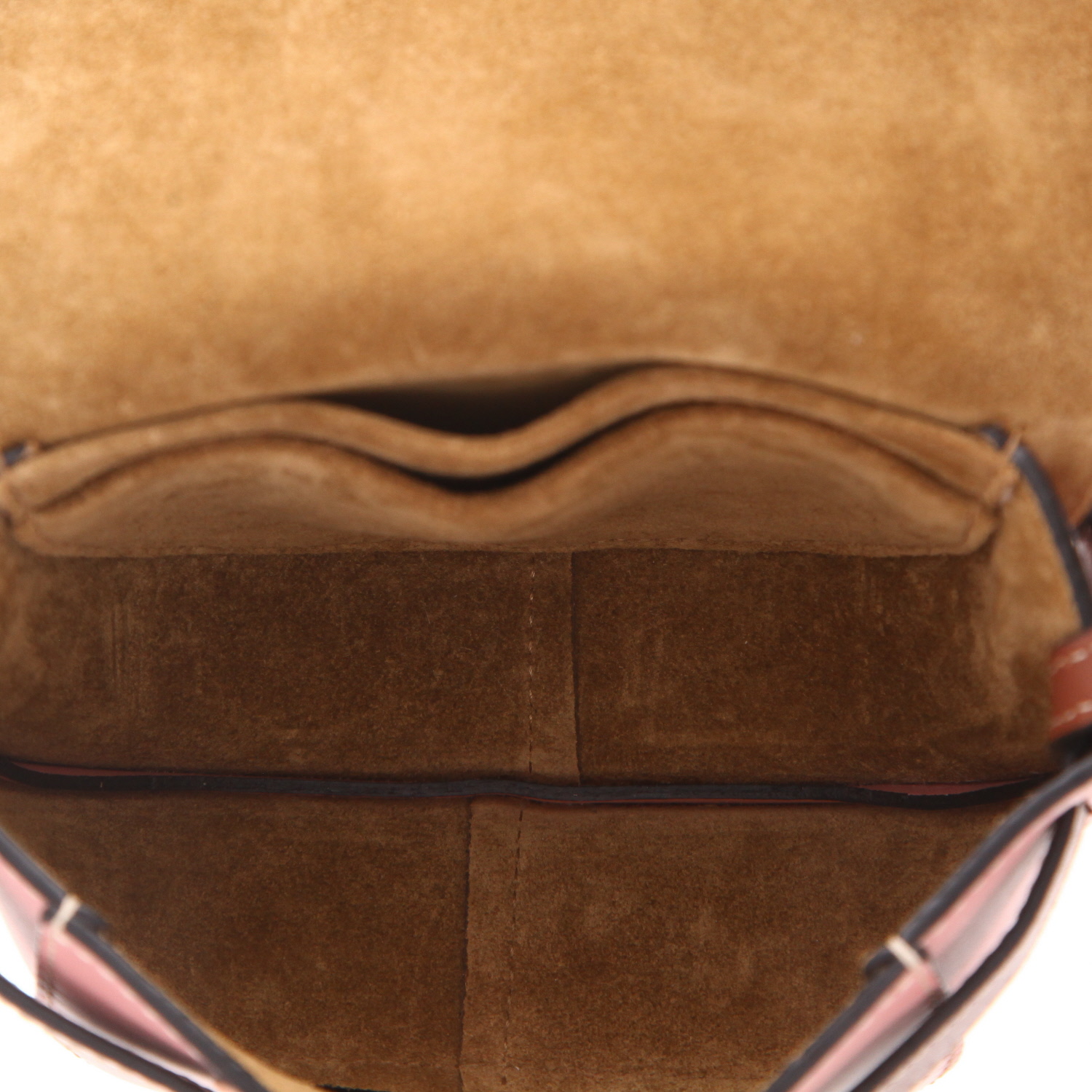 Bolso bandolera Loewe  Gate mini  en cuero marrón y rosa - Detail D3