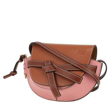 Sac bandoulière Loewe  Gate mini  en cuir marron et rose