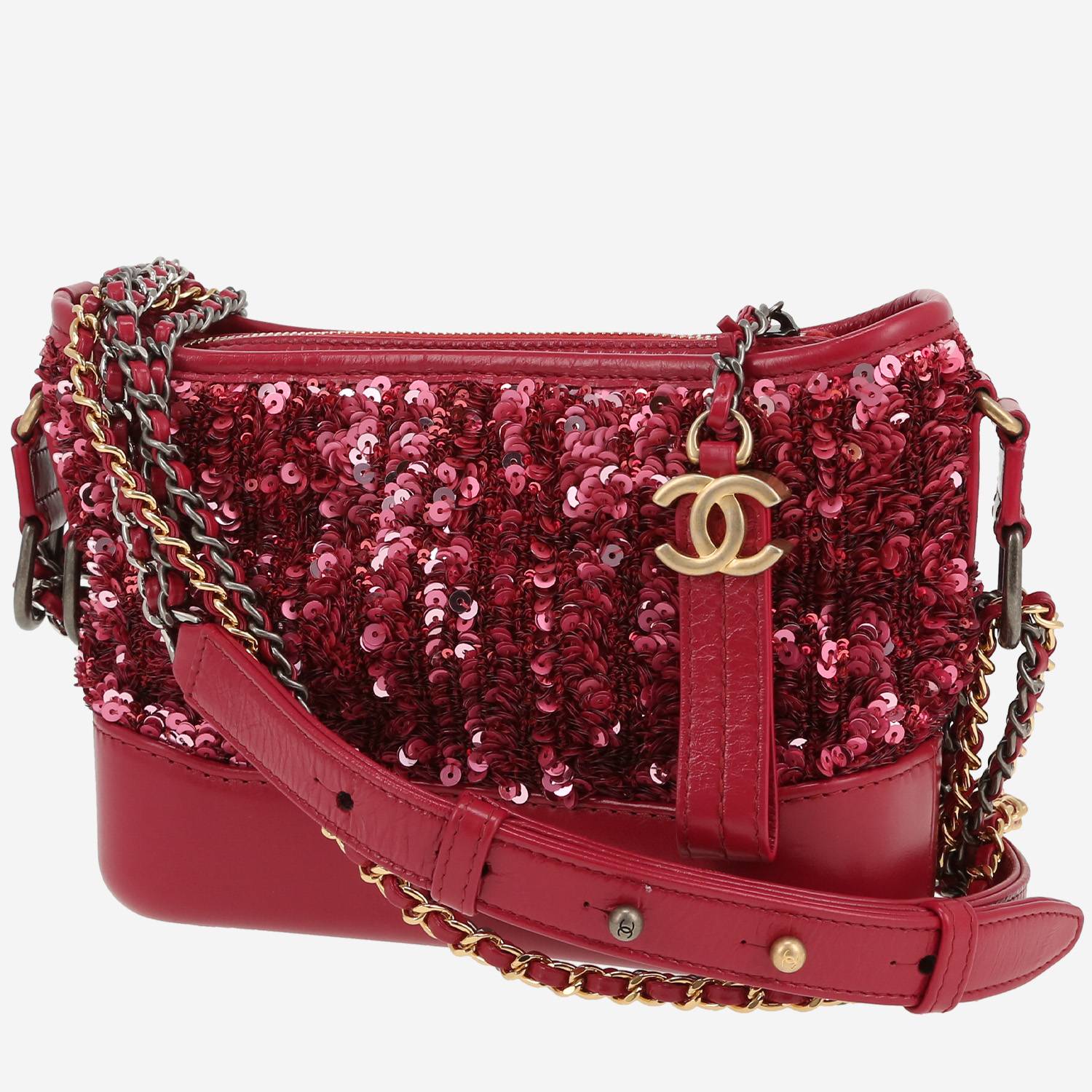 Bolso bandolera Chanel  Gabrielle  modelo pequeño  en lentejuelas rosas y cuero rosa