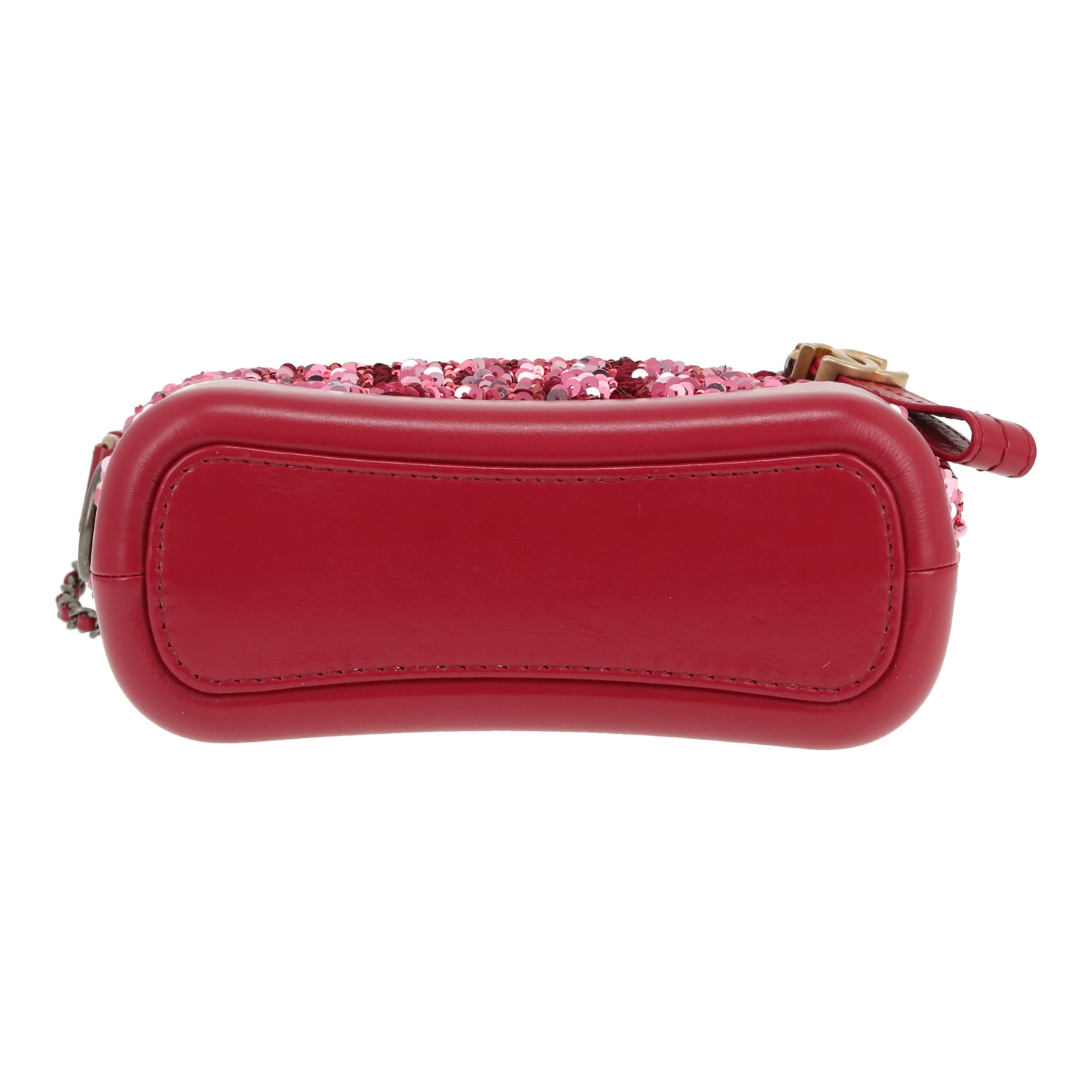 Borsa a tracolla Chanel  Gabrielle  modello piccolo  in paillettes rosa e pelle rosa - Detail D1