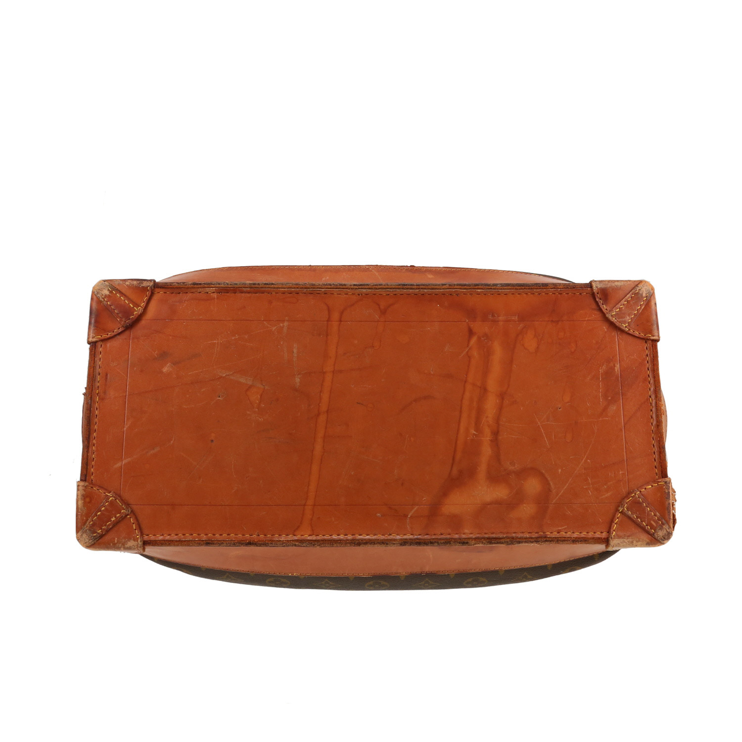 Borsa da viaggio Louis Vuitton  Steamer Bag 45 in tela monogram marrone e pelle naturale - Detail D1