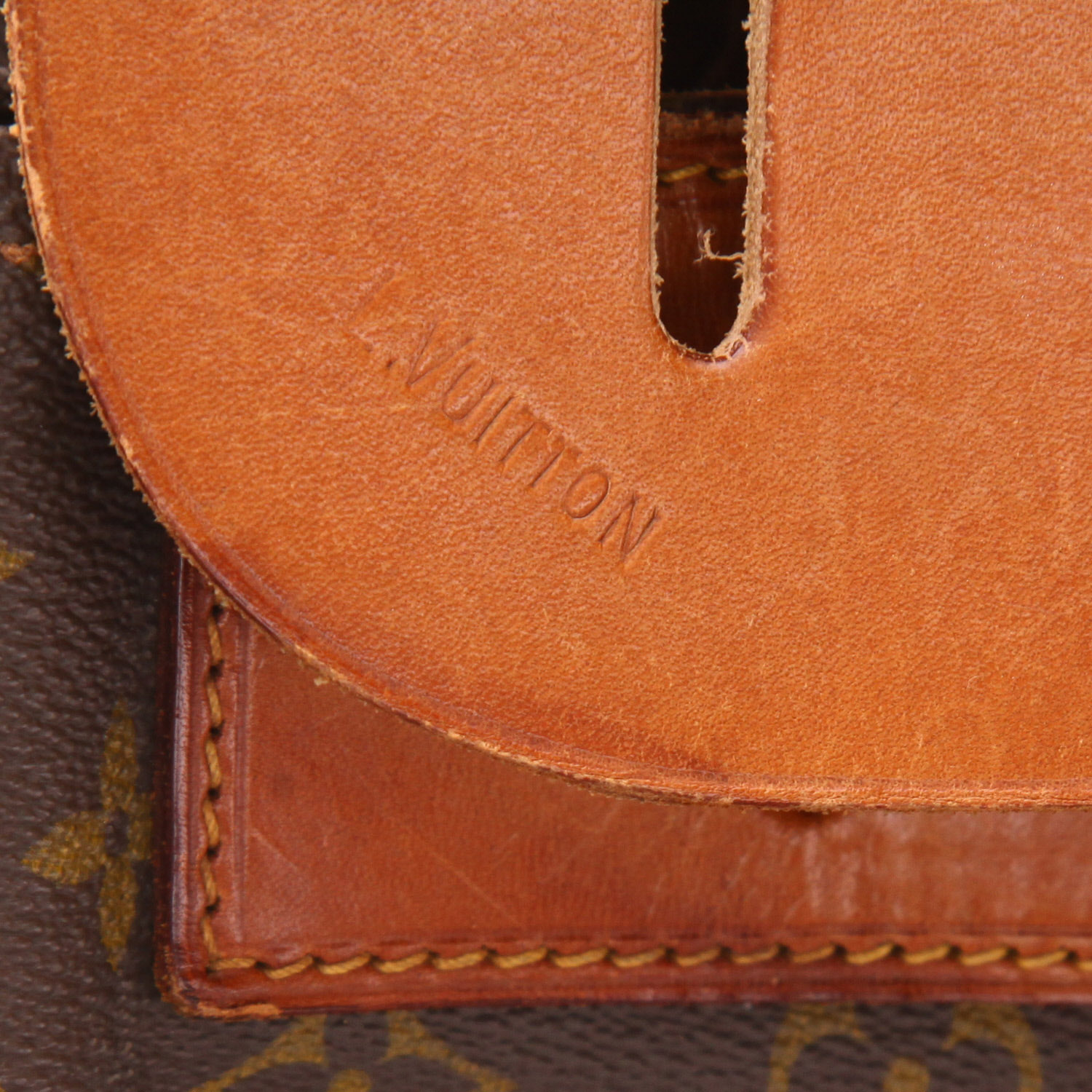Louis Vuitton  Steamer Bag 45 travel bag  in brown monogram canvas  and natural leather - Detail D2