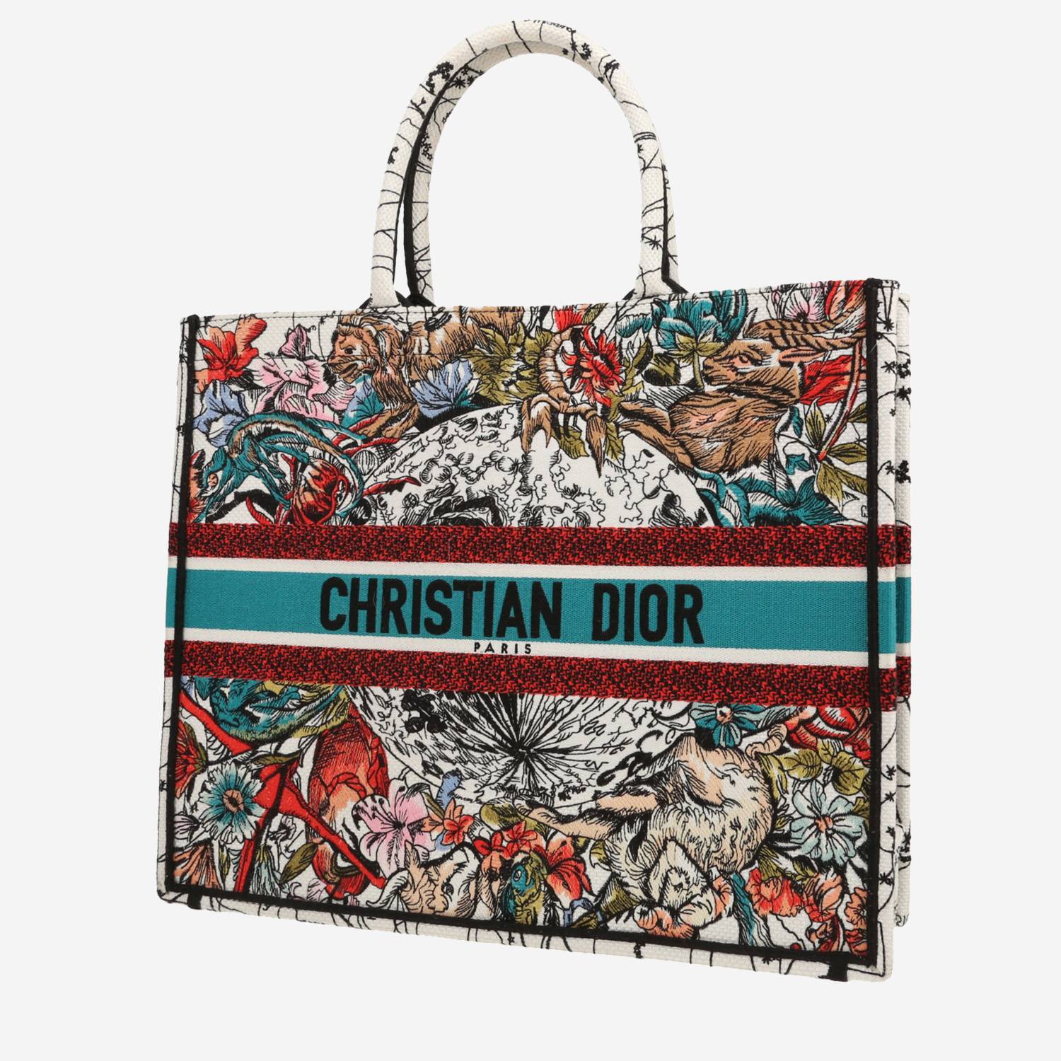 Shopping bag Dior  Book Tote in tela bianca e blu
