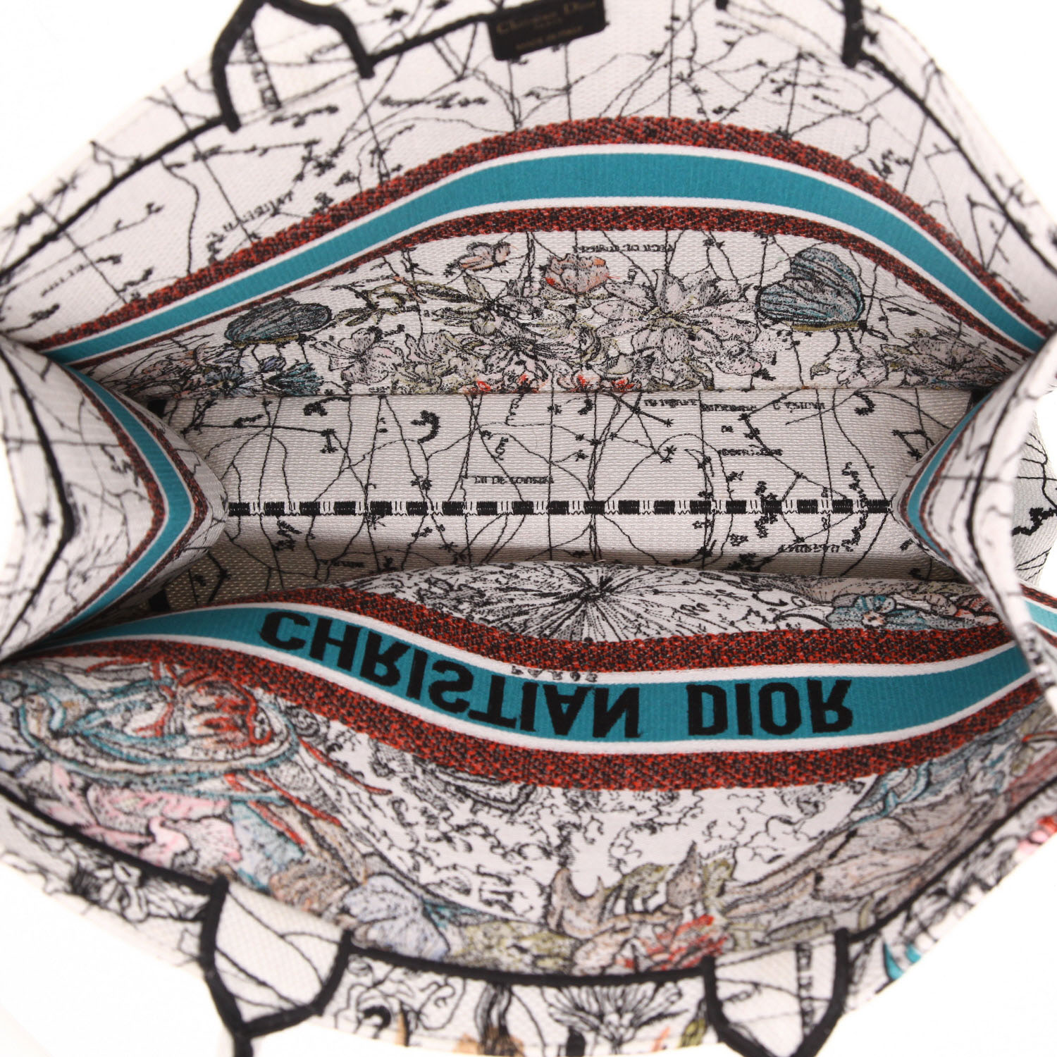 Shopping bag Dior  Book Tote in tela bianca e blu - Detail D3