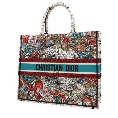 Bolso Cabás Dior  Book Tote modelo grande  en lona blanca y azul